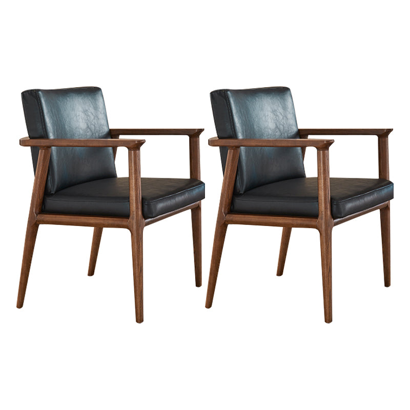 Traditional Solid Back Dining Armchair Upholstered Arm Chairs with Wood Legs