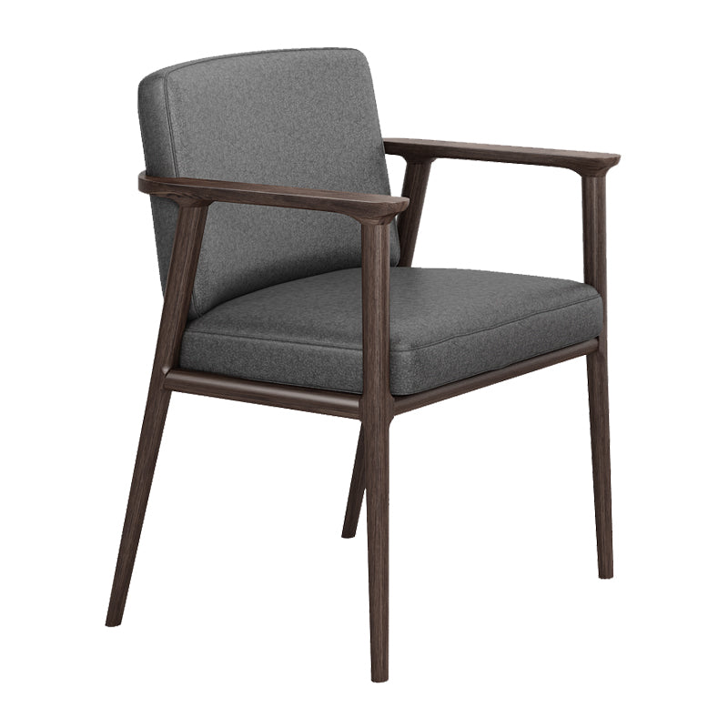 Traditional Solid Back Dining Armchair Upholstered Arm Chairs with Wood Legs