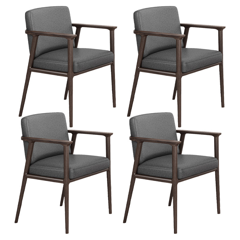 Traditional Solid Back Dining Armchair Upholstered Arm Chairs with Wood Legs