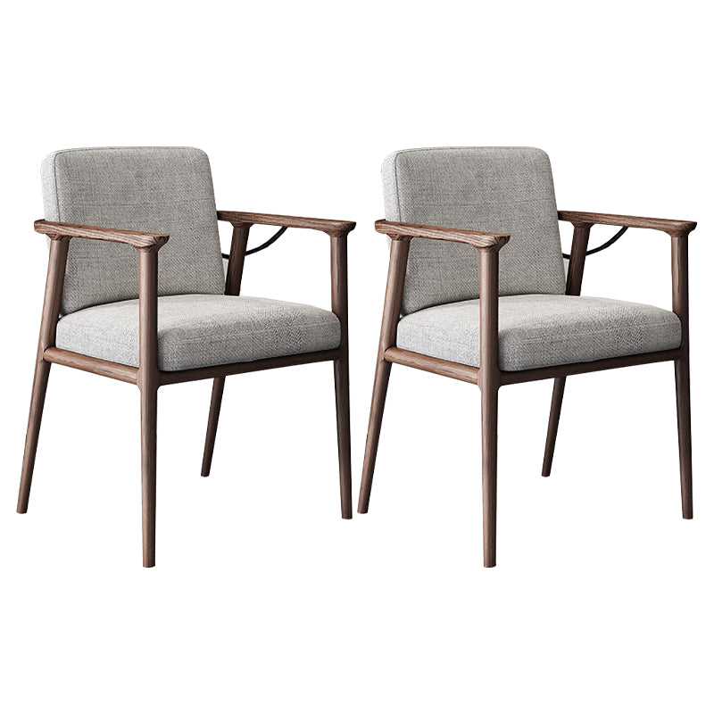 Traditional Solid Back Dining Armchair Upholstered Arm Chairs with Wood Legs