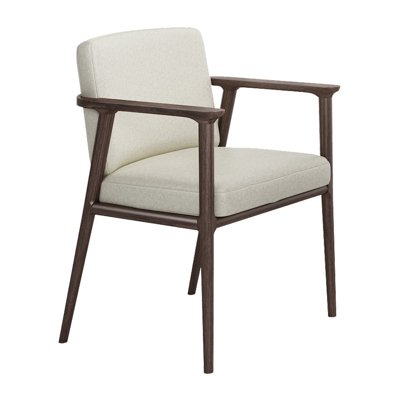 Traditional Solid Back Dining Armchair Upholstered Arm Chairs with Wood Legs
