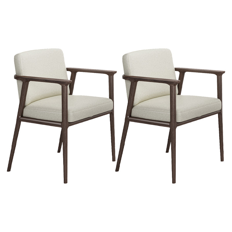 Traditional Solid Back Dining Armchair Upholstered Arm Chairs with Wood Legs