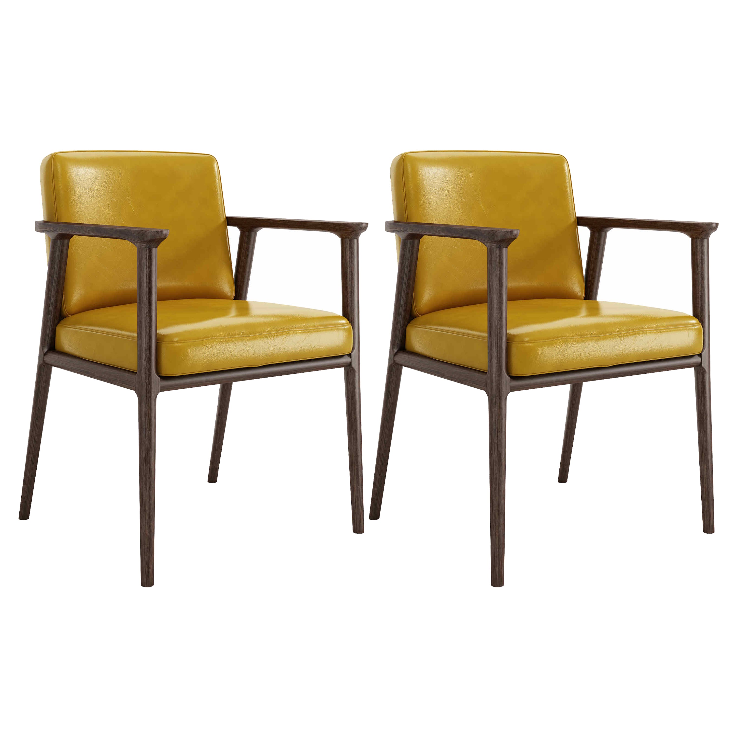 Traditional Solid Back Dining Armchair Upholstered Arm Chairs with Wood Legs
