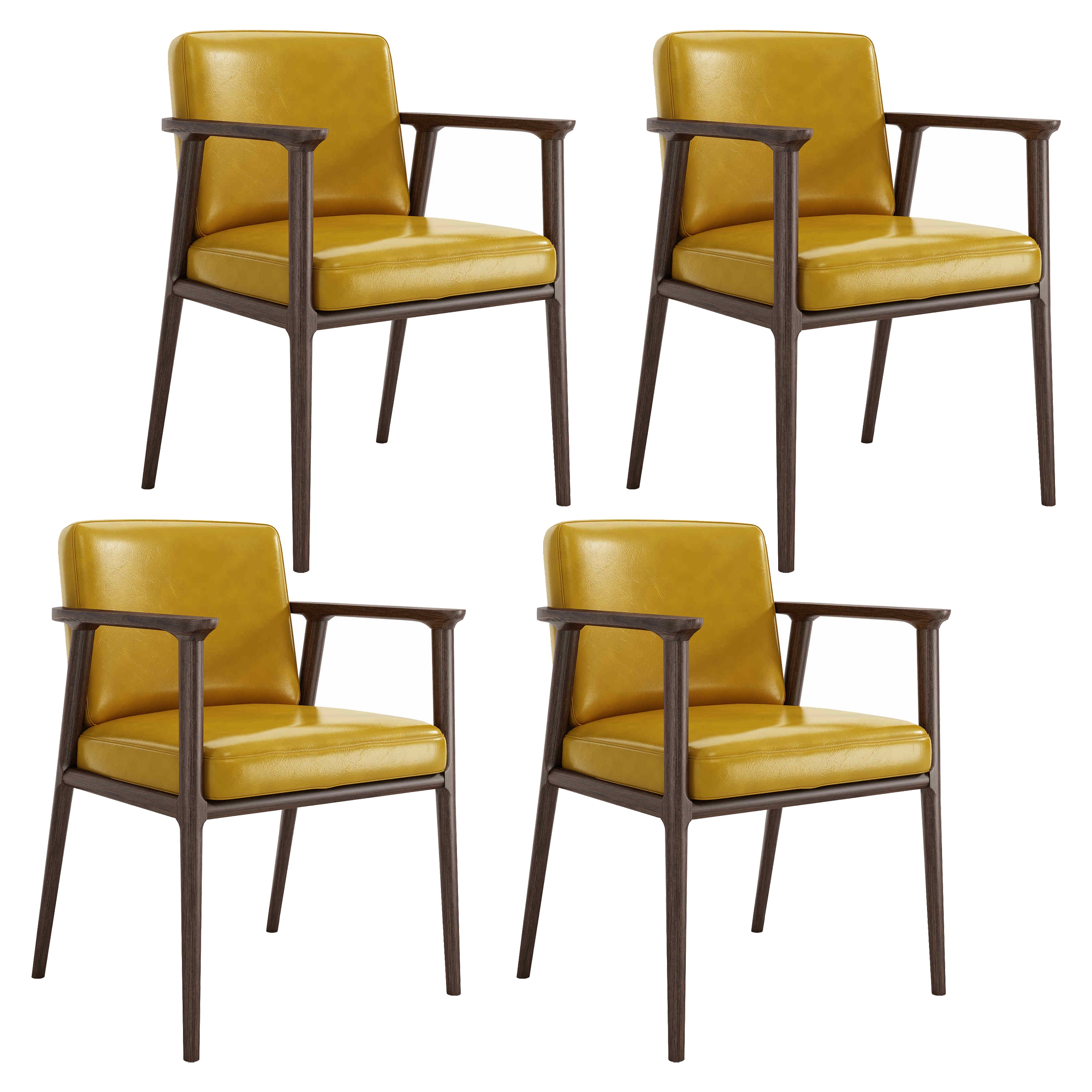 Traditional Solid Back Dining Armchair Upholstered Arm Chairs with Wood Legs