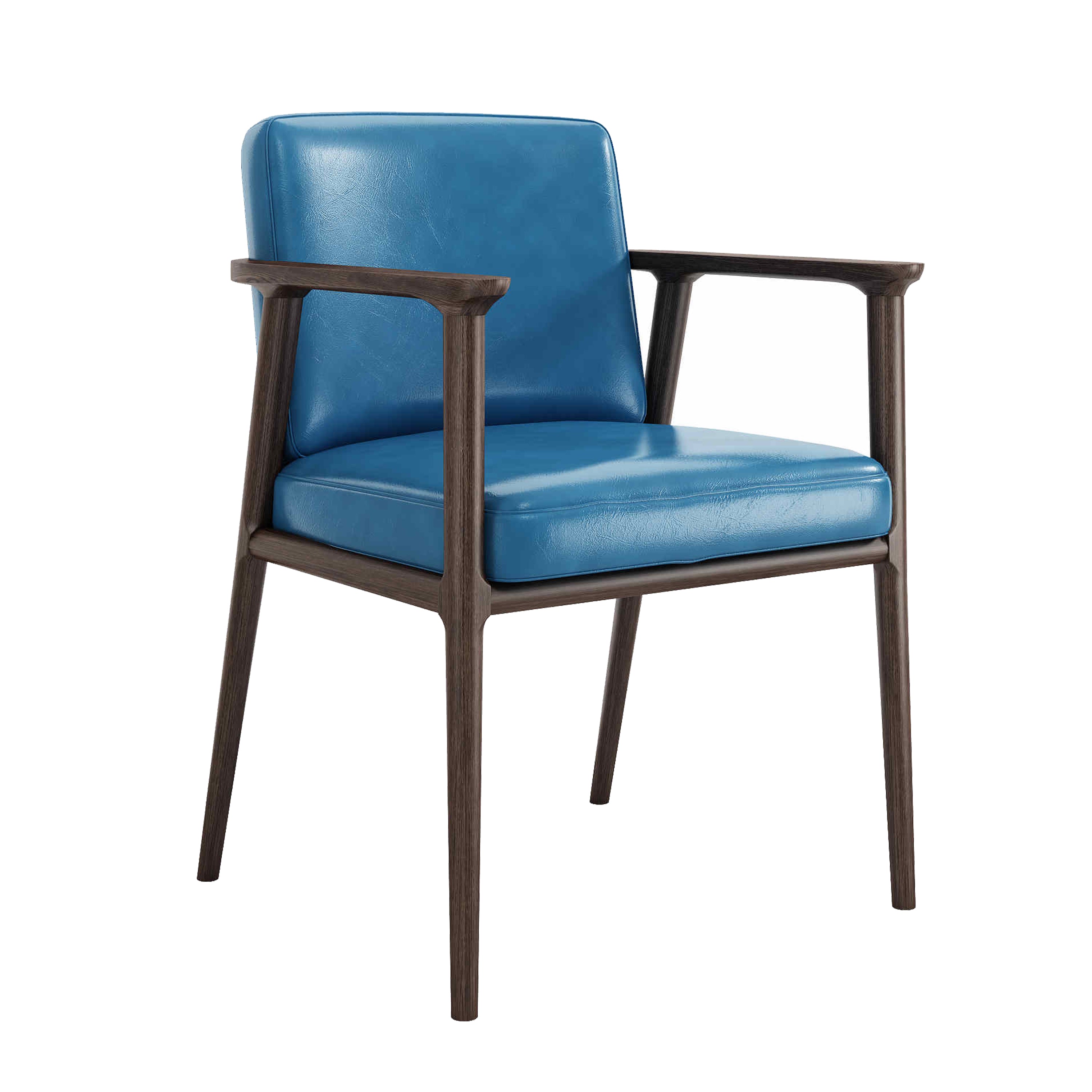 Traditional Solid Back Dining Armchair Upholstered Arm Chairs with Wood Legs
