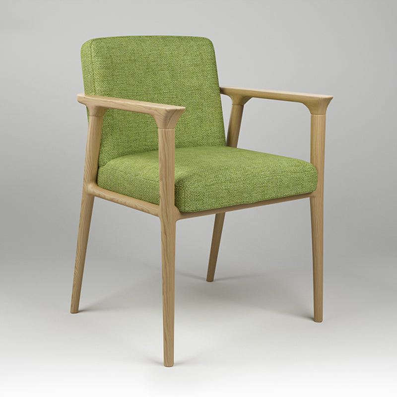 Traditional Solid Back Dining Armchair Upholstered Arm Chairs with Wood Legs