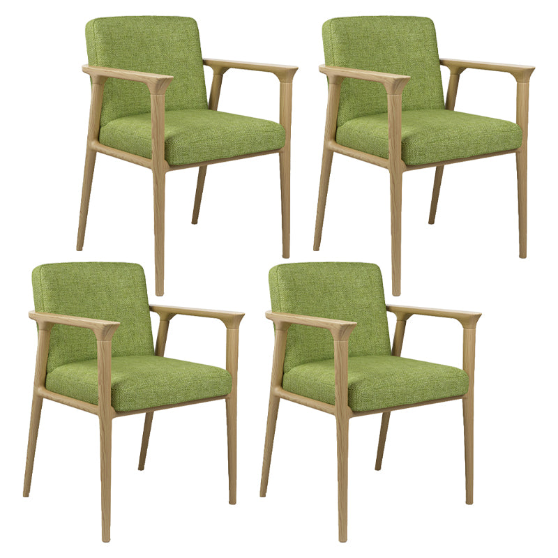 Traditional Solid Back Dining Armchair Upholstered Arm Chairs with Wood Legs
