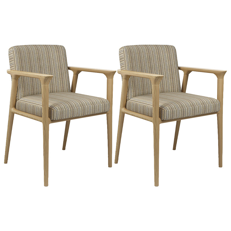 Traditional Solid Back Dining Armchair Upholstered Arm Chairs with Wood Legs