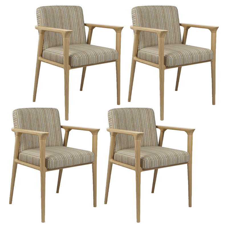 Traditional Solid Back Dining Armchair Upholstered Arm Chairs with Wood Legs