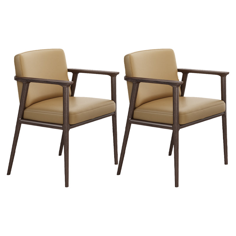Traditional Solid Back Dining Armchair Upholstered Arm Chairs with Wood Legs