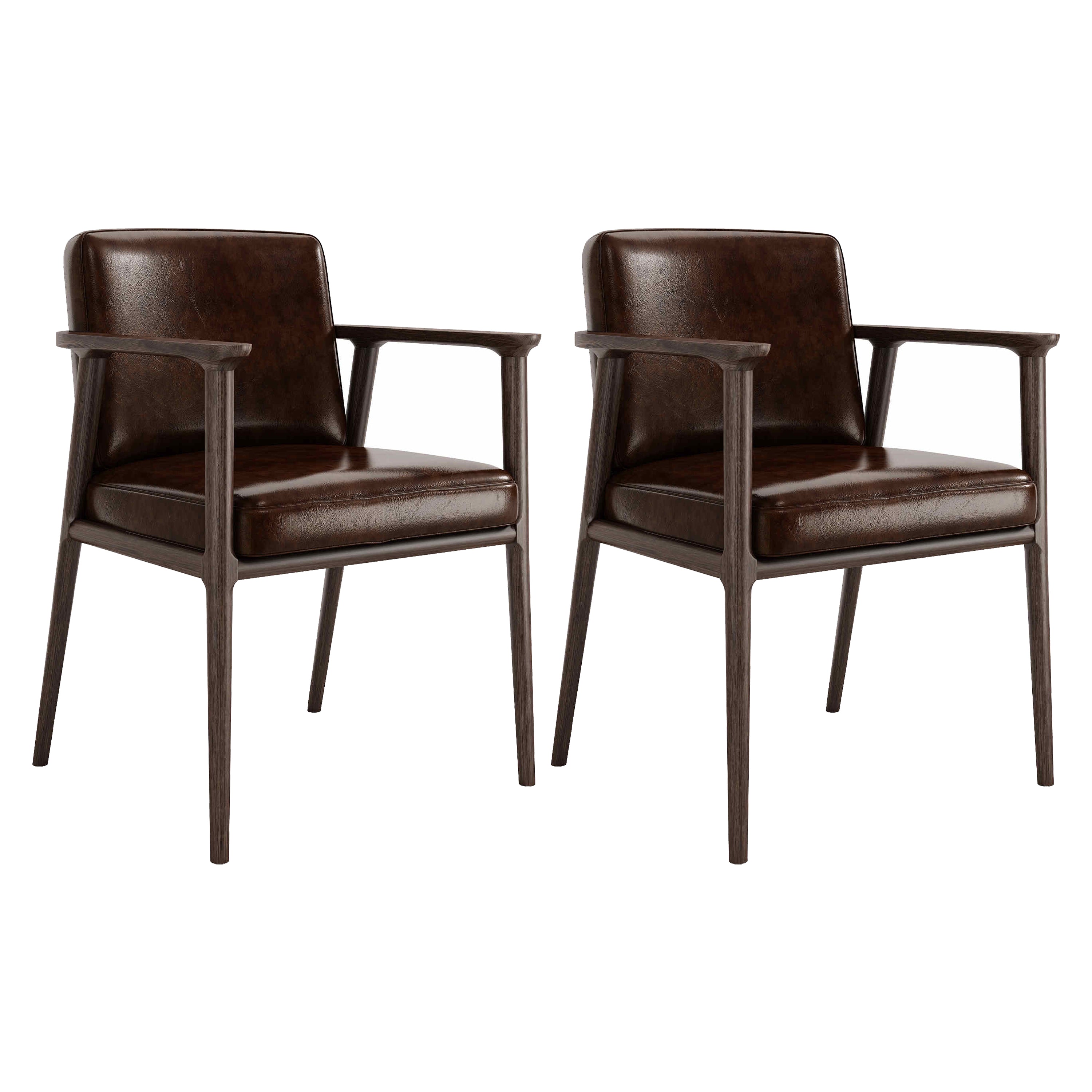 Traditional Solid Back Dining Armchair Upholstered Arm Chairs with Wood Legs
