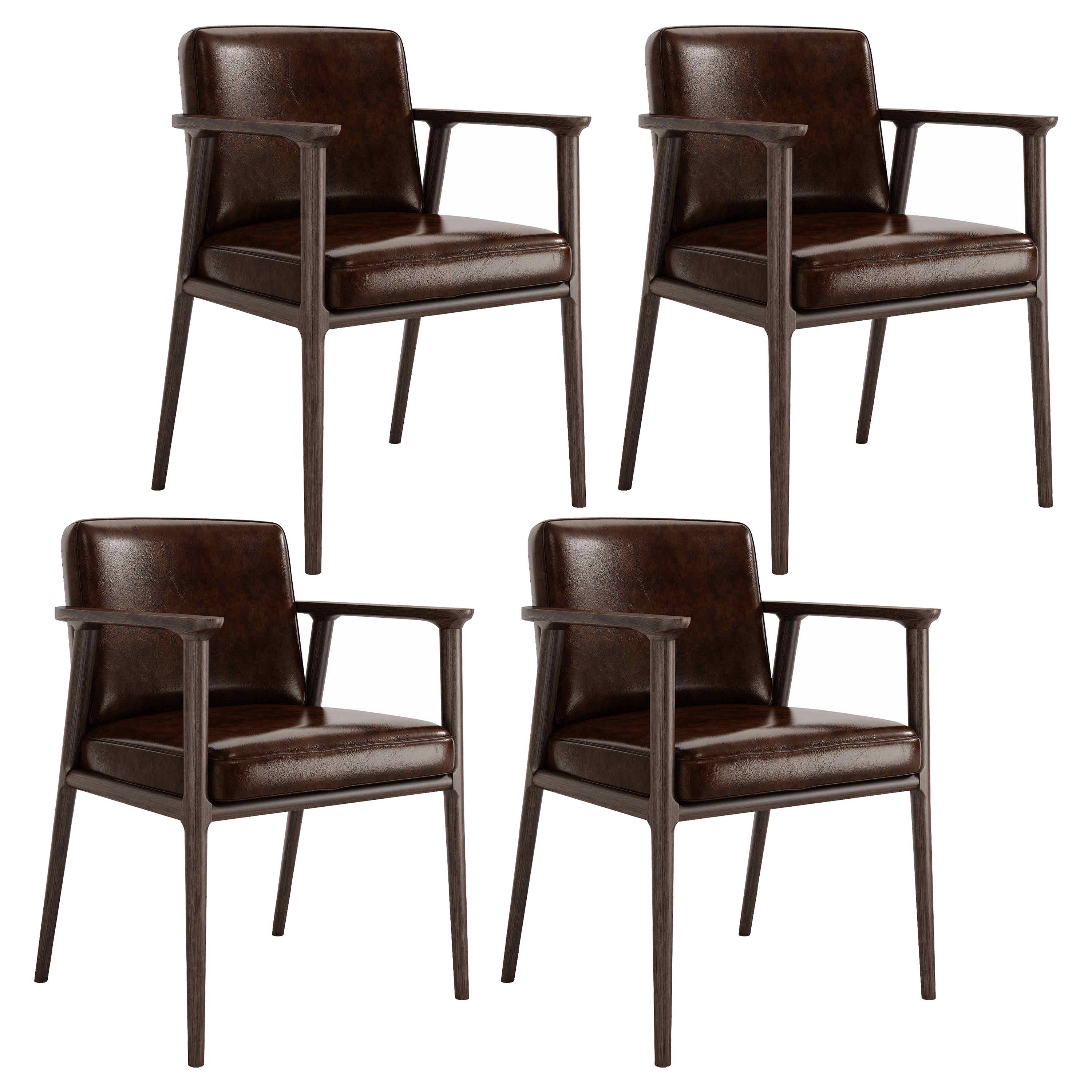 Traditional Solid Back Dining Armchair Upholstered Arm Chairs with Wood Legs
