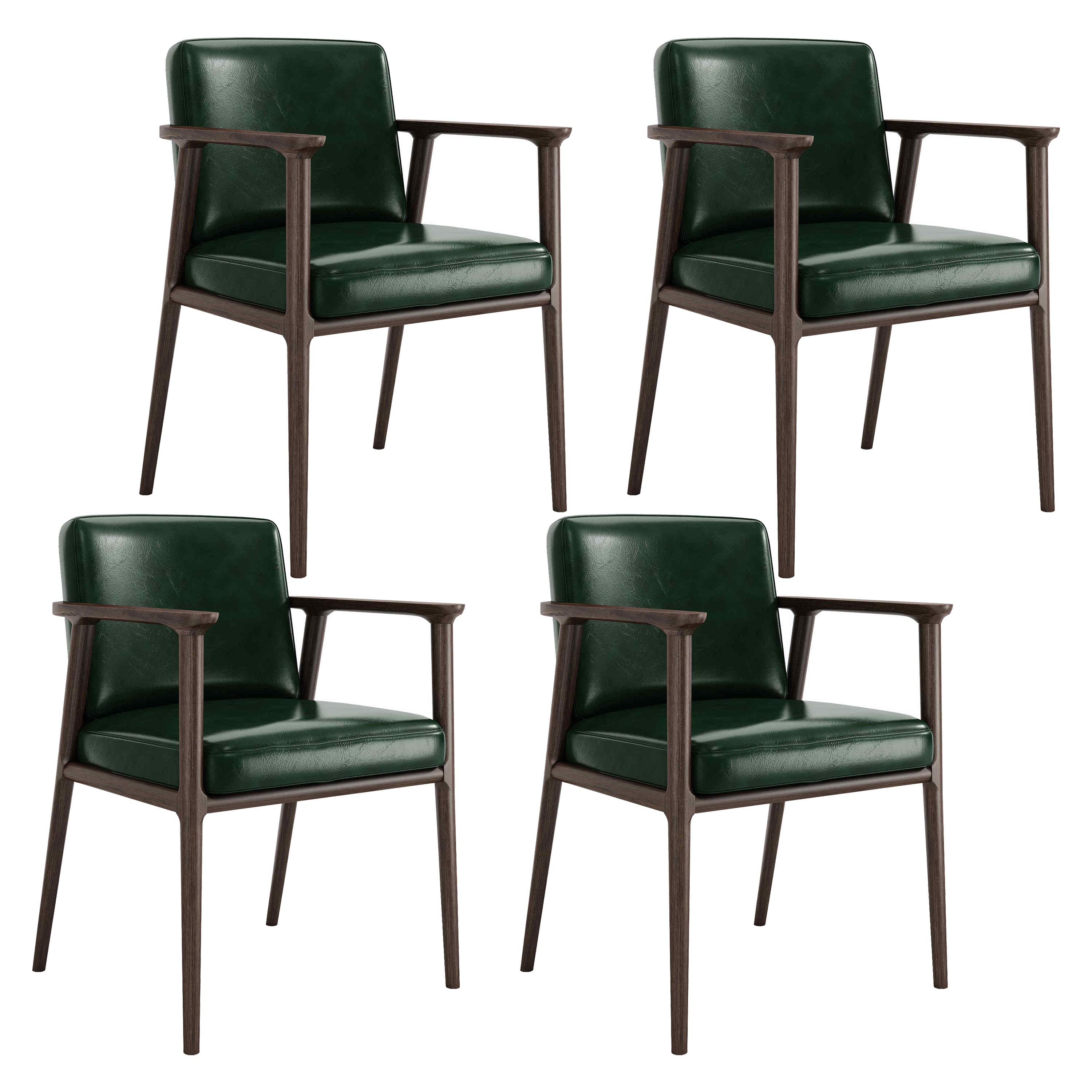 Traditional Solid Back Dining Armchair Upholstered Arm Chairs with Wood Legs