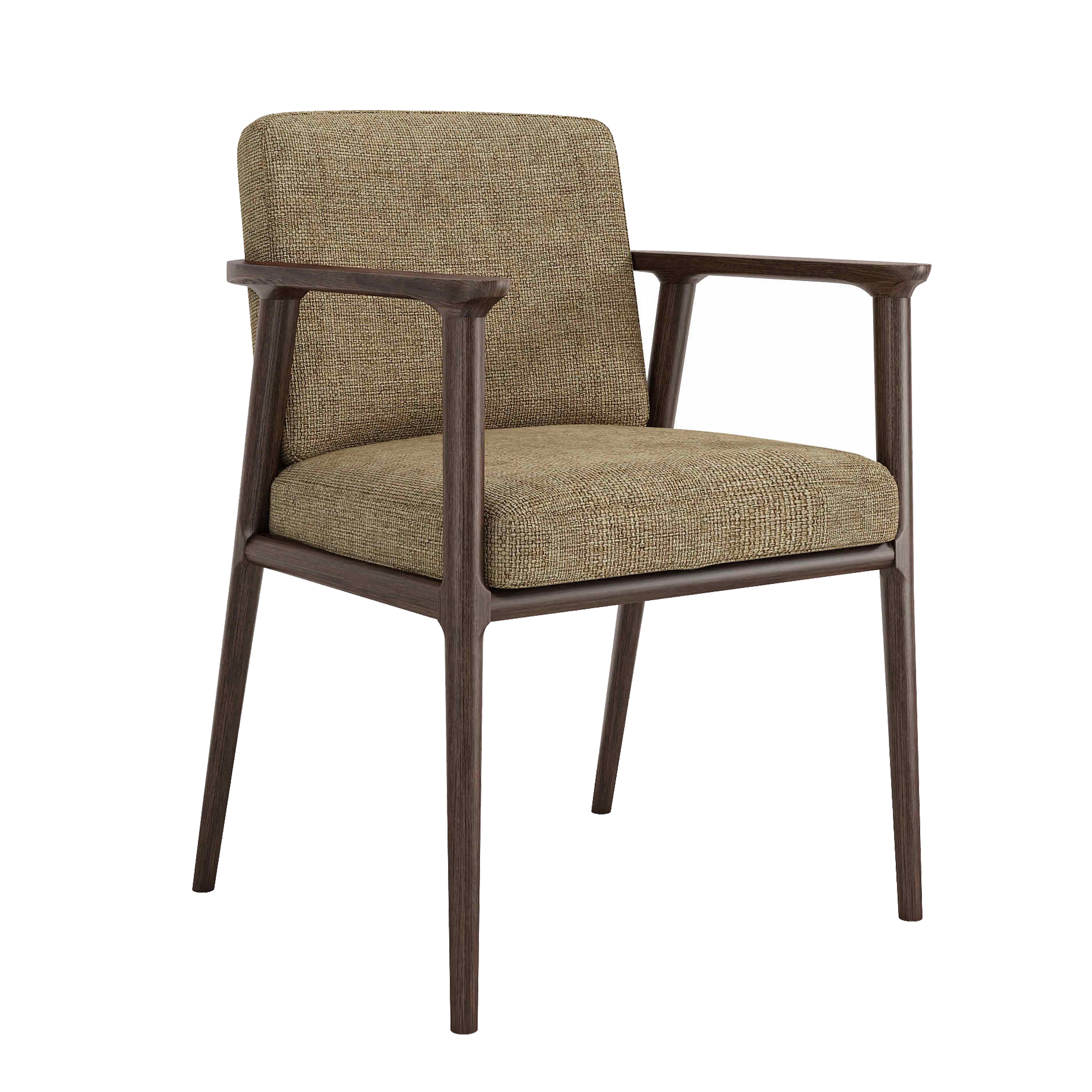 Traditional Solid Back Dining Armchair Upholstered Arm Chairs with Wood Legs