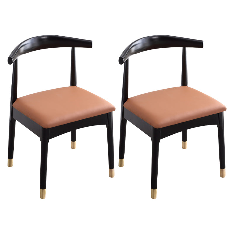 Silla lateral escandinava interior abierta silla de comedor de madera tapizada