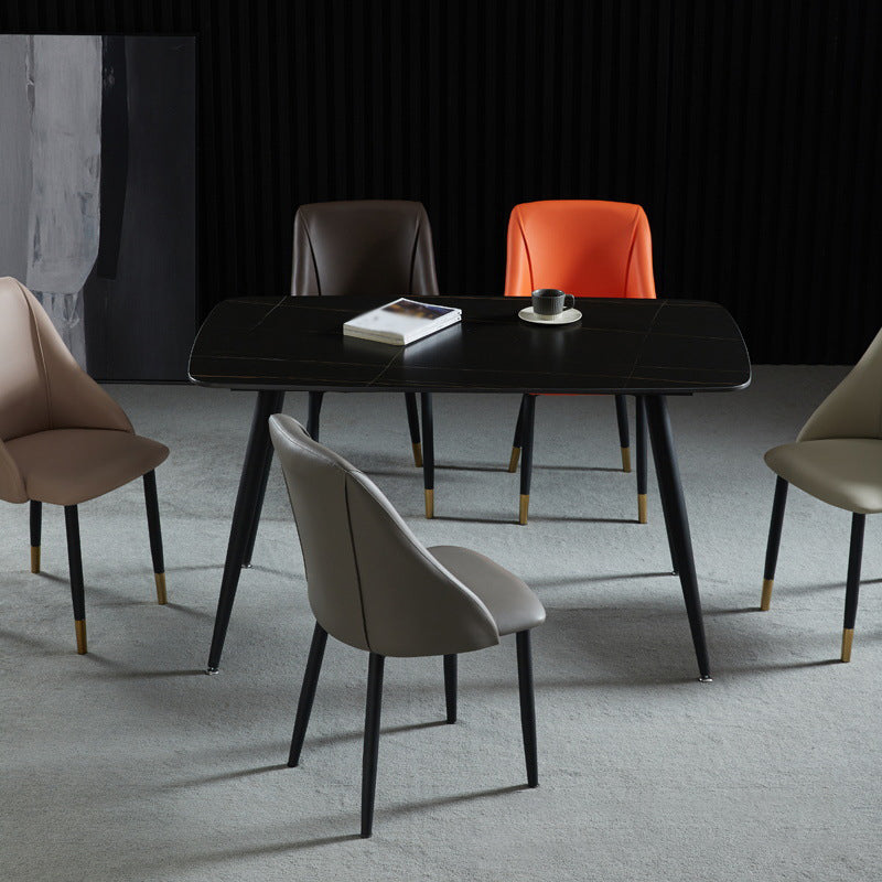 Scandinavian Pu Leather Restaurant zijstoel Matte Finish Parsons Dining Chair (set van 4)