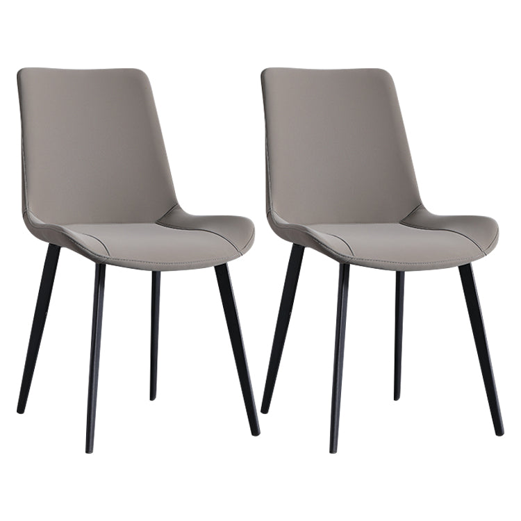 Chaises de salle à manger en similicuir de style minimaliste Chaises d'appoint sans accoudoirs à dossier solide (Ensemble de 2)