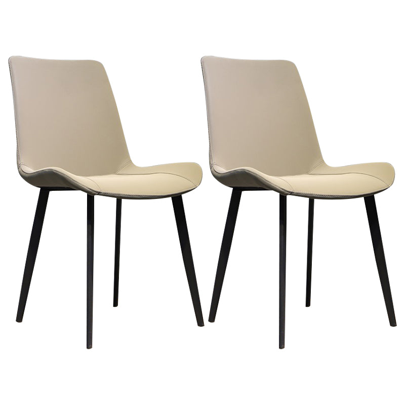Chaises de salle à manger en similicuir de style minimaliste Chaises d'appoint sans accoudoirs à dossier solide (Ensemble de 2)