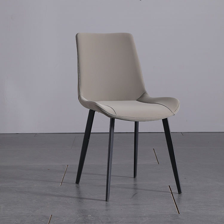 Minimalist Style Faux Leather Dining Chairs Solid Back Armless Side Chairs (Set of 2)