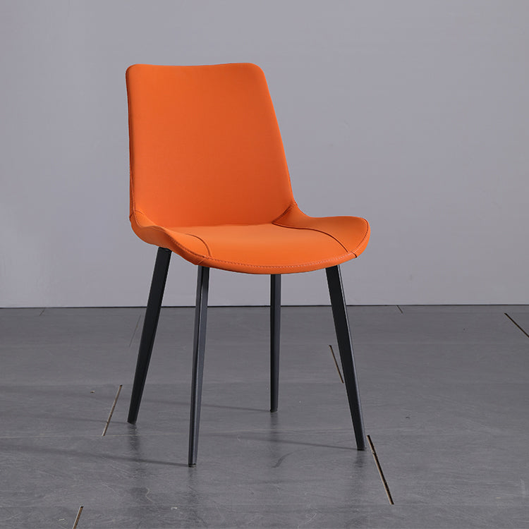 Minimalist Style Faux Leather Dining Chairs Solid Back Armless Side Chairs (Set of 2)