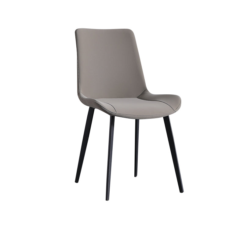 Minimalist Style Faux Leather Dining Chairs Solid Back Armless Side Chairs (Set of 2)