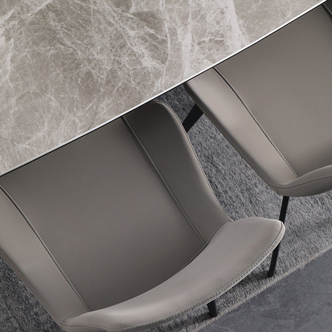 Minimalist Style Faux Leather Dining Chairs Solid Back Armless Side Chairs (Set of 2)