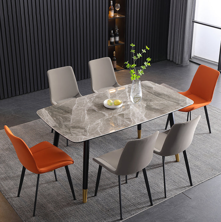 Minimalist Style Faux Leather Dining Chairs Solid Back Armless Side Chairs (Set of 2)