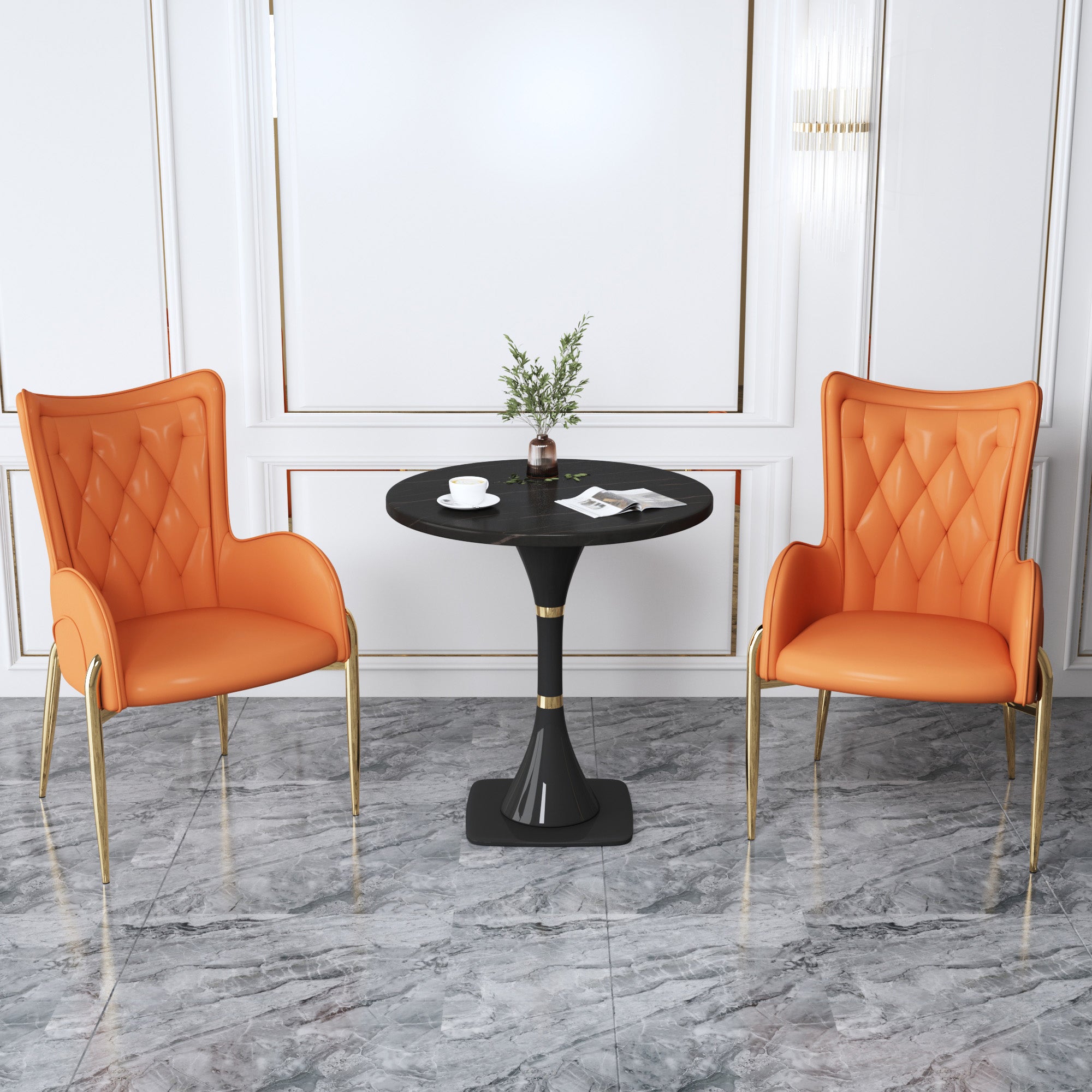 Nordic Metal Dining Room Chair Upholstered Linen Fabric Arm Single Chair for Restaurant