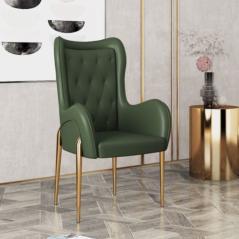 Nordic Metal Dining Room Chair Upholstered Linen Fabric Arm Single Chair for Restaurant