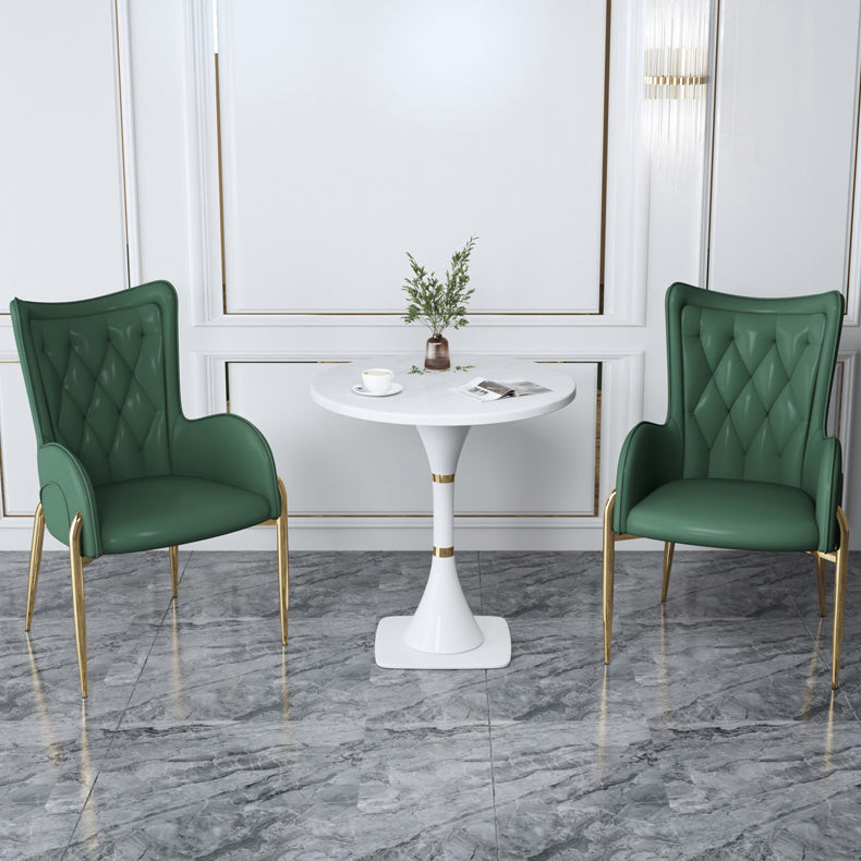 Nordic Metal Dining Room Chair Upholstered Linen Fabric Arm Single Chair for Restaurant