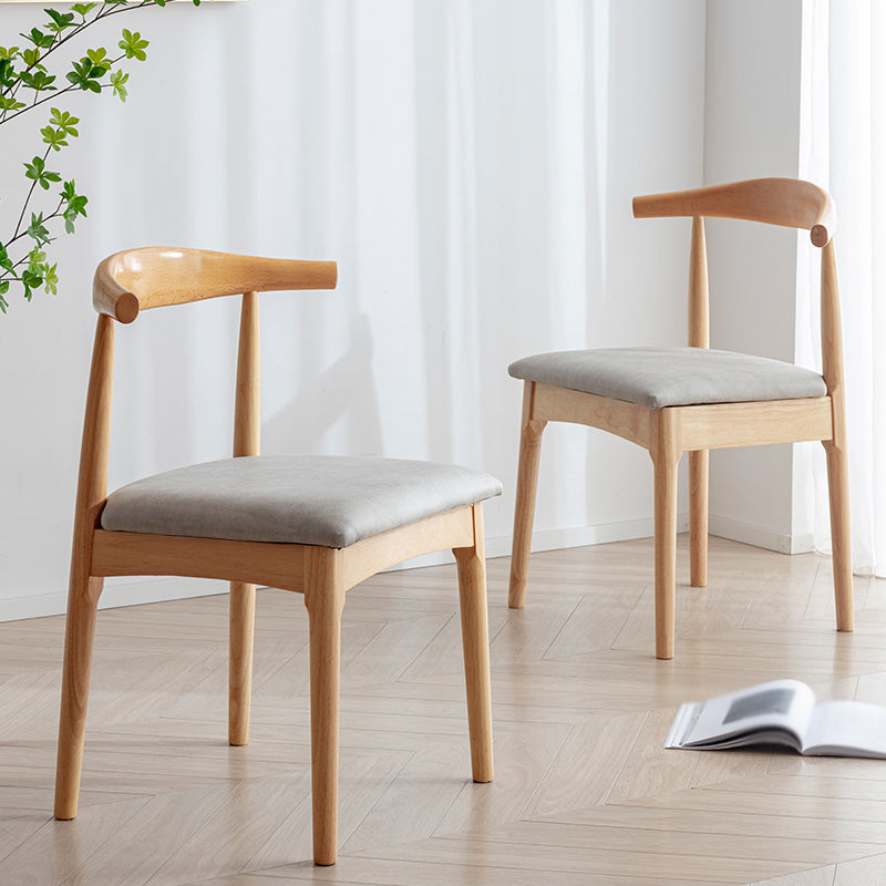 Silla lateral escandinava para el hogar, silla de comedor tapizada de madera con respaldo abierto