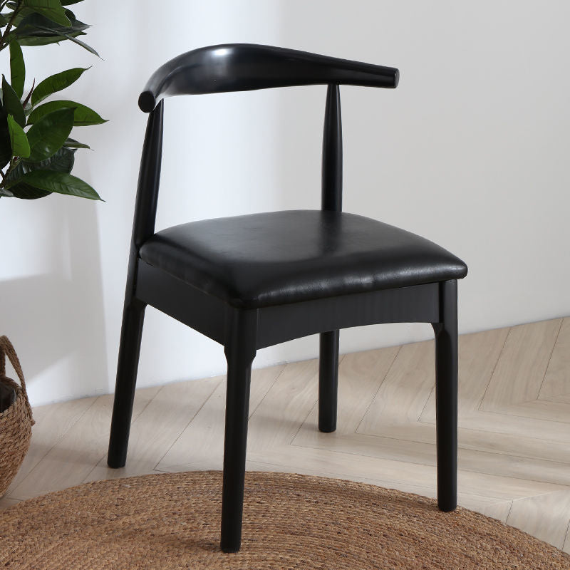 Silla lateral escandinava para el hogar, silla de comedor tapizada de madera con respaldo abierto