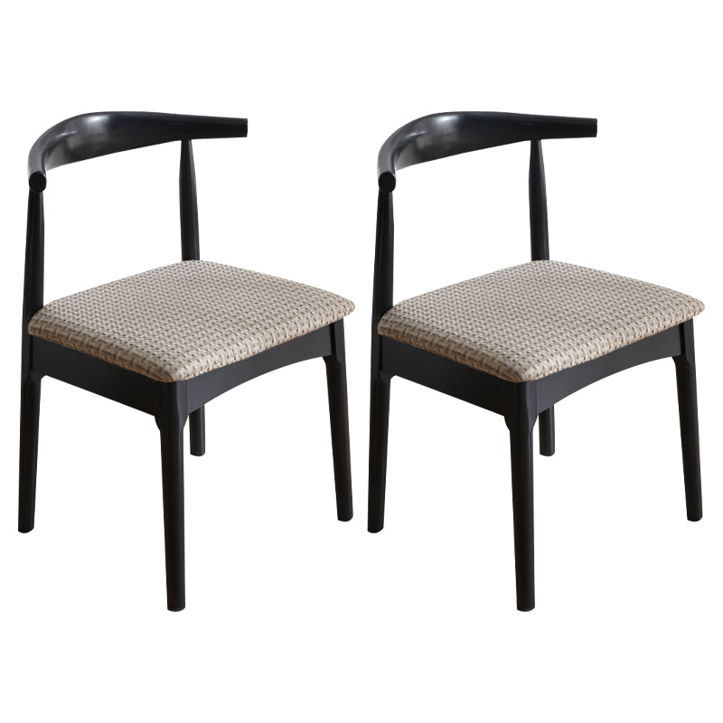 Silla lateral escandinava para el hogar, silla de comedor tapizada de madera con respaldo abierto