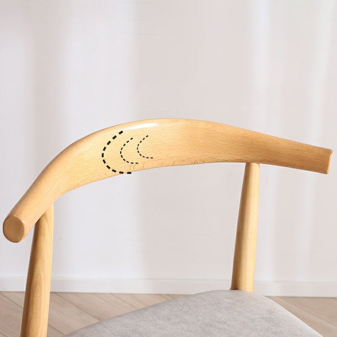 Silla lateral escandinava para el hogar, silla de comedor tapizada de madera con respaldo abierto