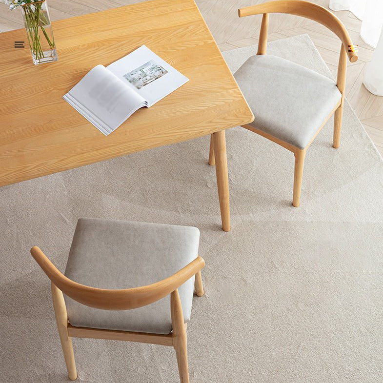 Silla lateral escandinava para el hogar, silla de comedor tapizada de madera con respaldo abierto