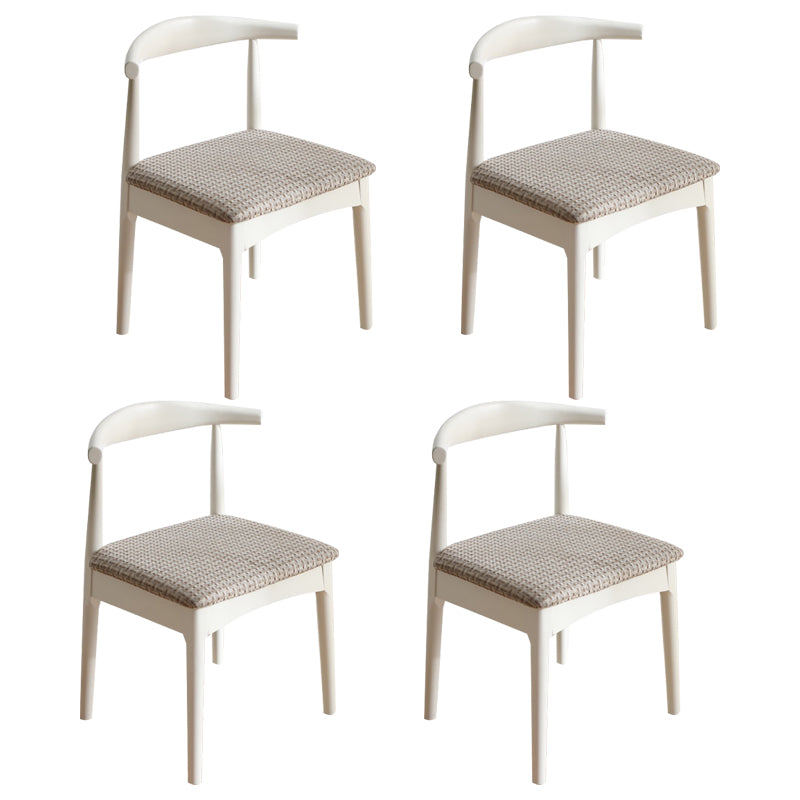 Silla lateral escandinava para el hogar, silla de comedor tapizada de madera con respaldo abierto