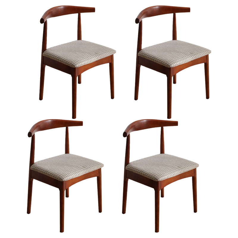 Silla lateral escandinava para el hogar, silla de comedor tapizada de madera con respaldo abierto
