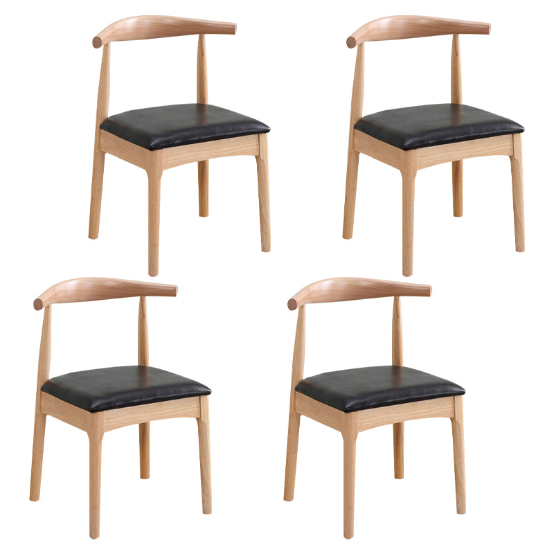 Silla lateral escandinava para el hogar, silla de comedor tapizada de madera con respaldo abierto