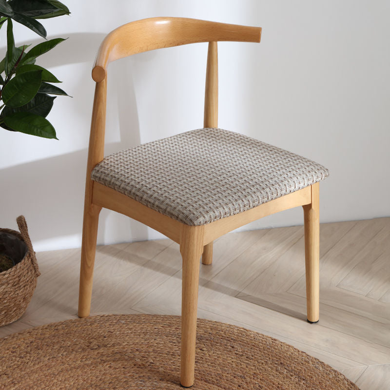 Silla lateral escandinava para el hogar, silla de comedor tapizada de madera con respaldo abierto