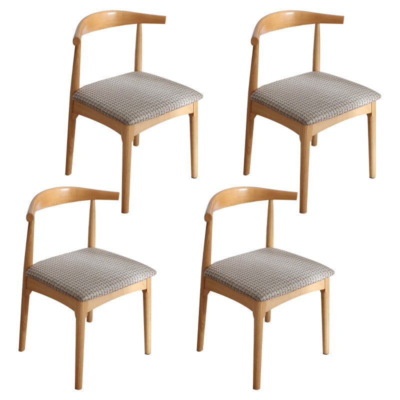 Silla lateral escandinava para el hogar, silla de comedor tapizada de madera con respaldo abierto
