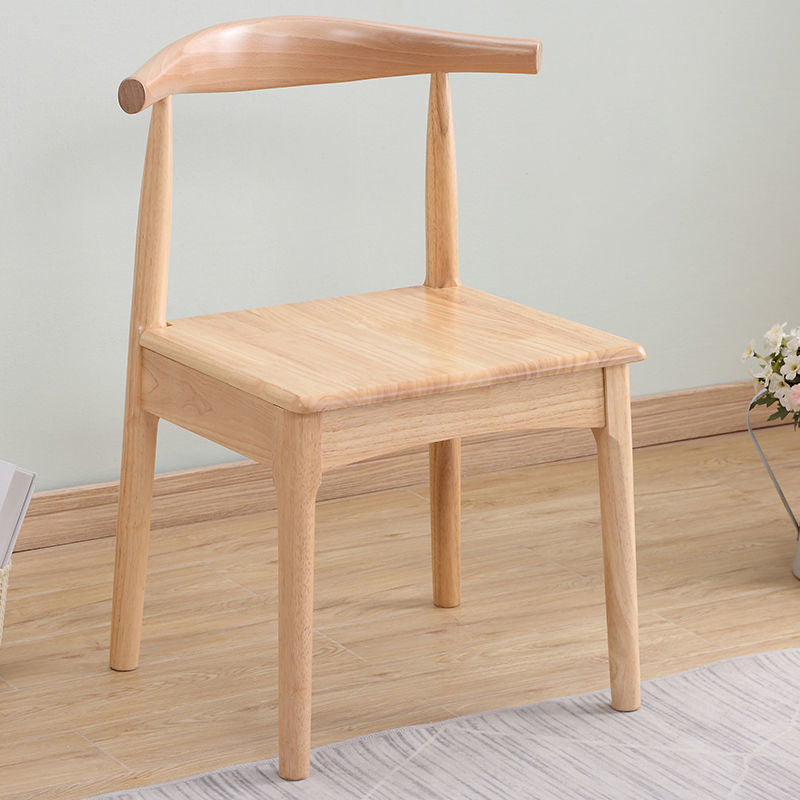 Silla lateral escandinava para el hogar, silla de comedor tapizada de madera con respaldo abierto