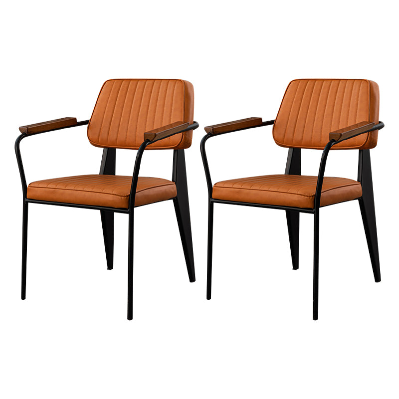 Les chaises de salle à manger en cuir de style industriel ouvrent les chaises latérales de salle à manger tapissées par dos