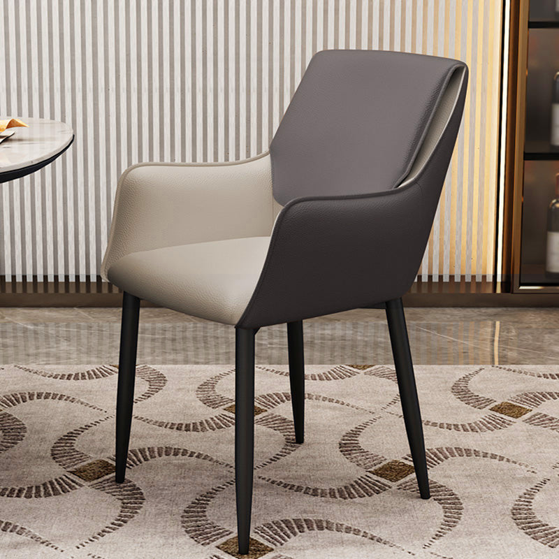 Fauteuil de maison scandinave en métal, chaise de salle à manger rembourrée à dossier solide