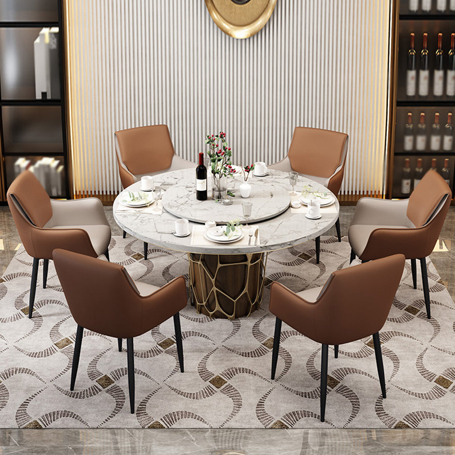 Silla de comedor tapizada con respaldo sólido de metal con brazo para el hogar escandinavo