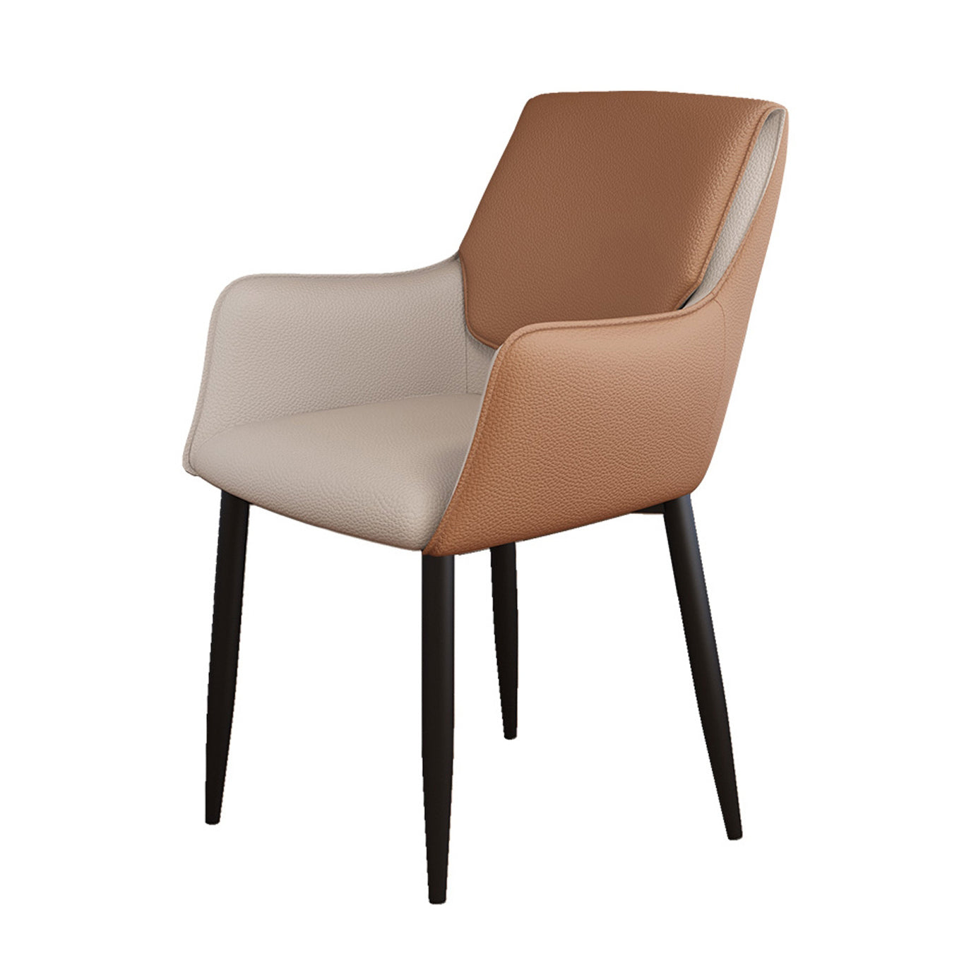 Silla de comedor tapizada con respaldo sólido de metal con brazo para el hogar escandinavo