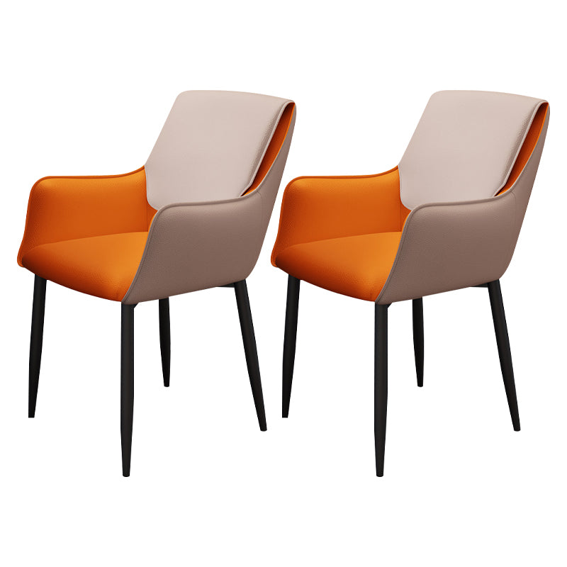 Silla de comedor tapizada con respaldo sólido de metal con brazo para el hogar escandinavo