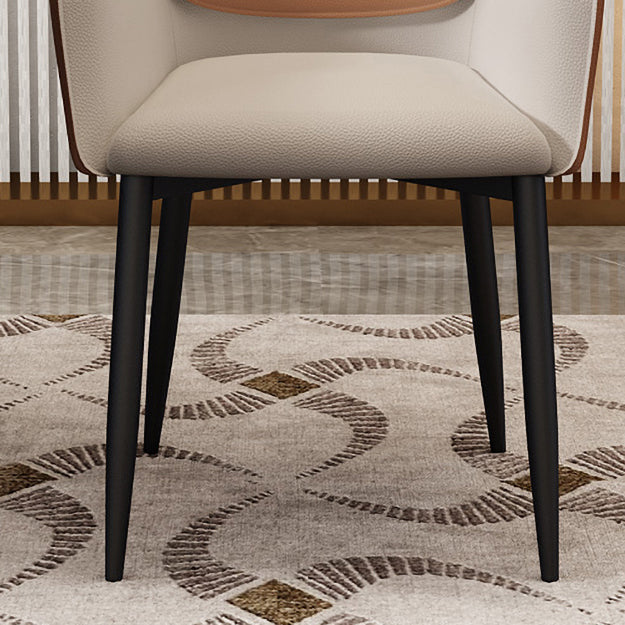 Silla de comedor tapizada con respaldo sólido de metal con brazo para el hogar escandinavo