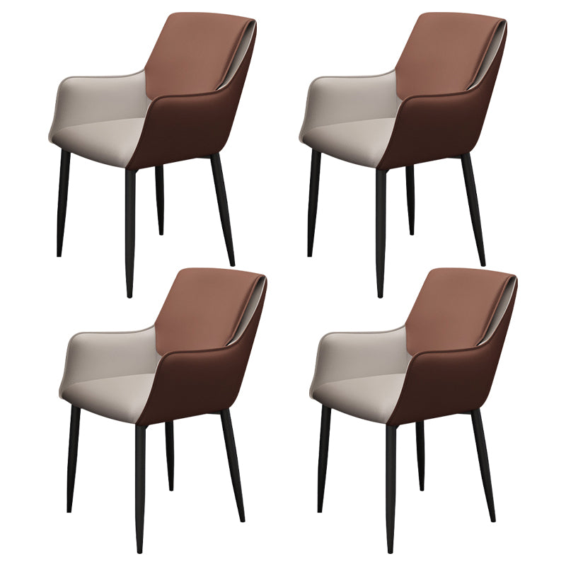 Silla de comedor tapizada con respaldo sólido de metal con brazo para el hogar escandinavo