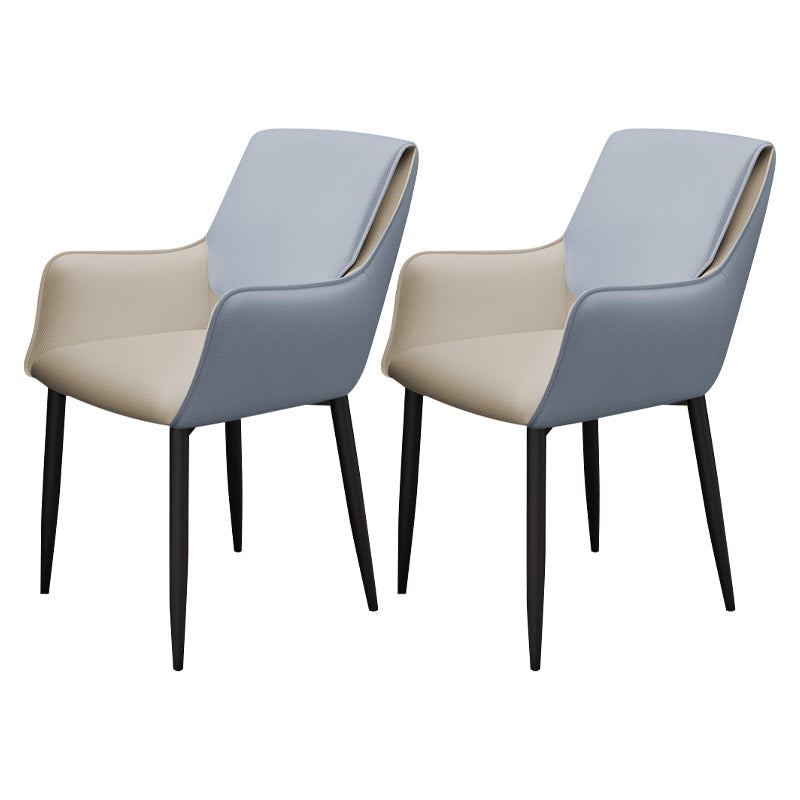 Silla de comedor tapizada con respaldo sólido de metal con brazo para el hogar escandinavo