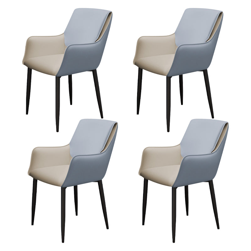 Silla de comedor tapizada con respaldo sólido de metal con brazo para el hogar escandinavo